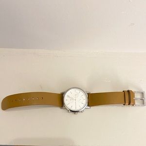 DKNY Women’s Silver Watch with Leather Band